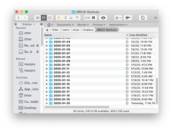 BBEdit Backups